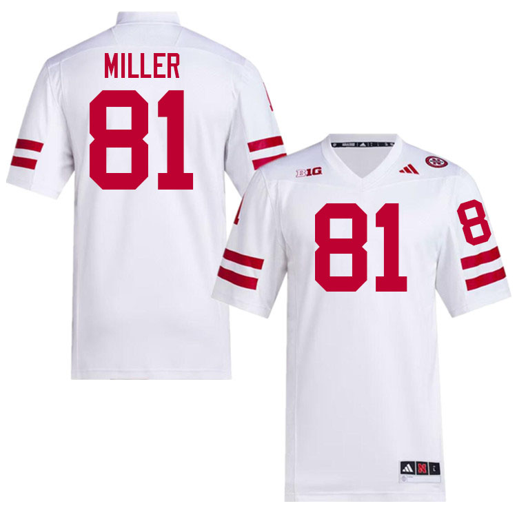 Men #81 Hayes Miller Nebraska Cornhuskers College Football Jerseys Stitched Sale-White